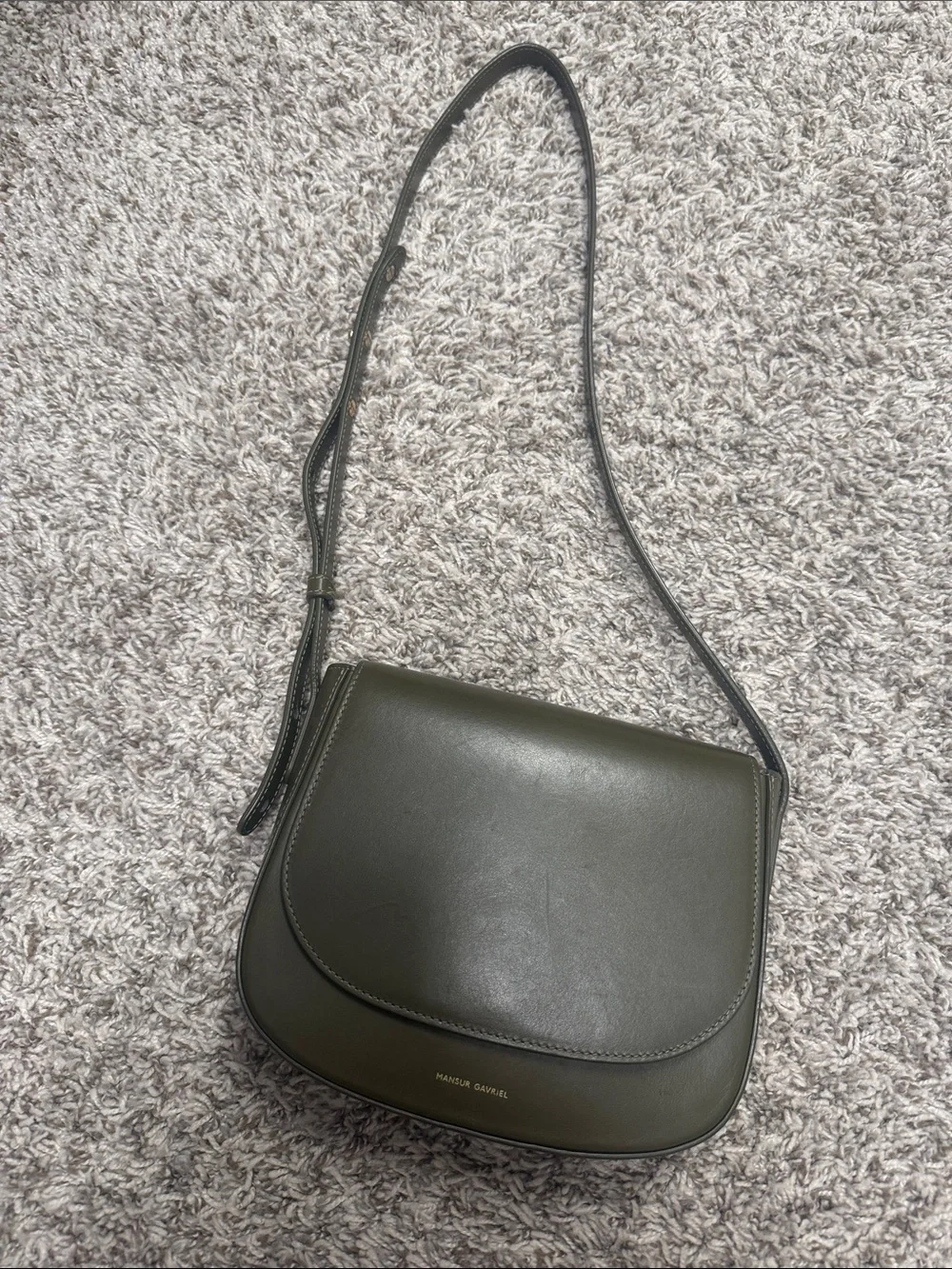 Mansur Gavriel mini Olive Leather Saddle Crossbody